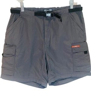 REI Women's Athletic Cargo Shorts in Charcoal Gray with Black Belt